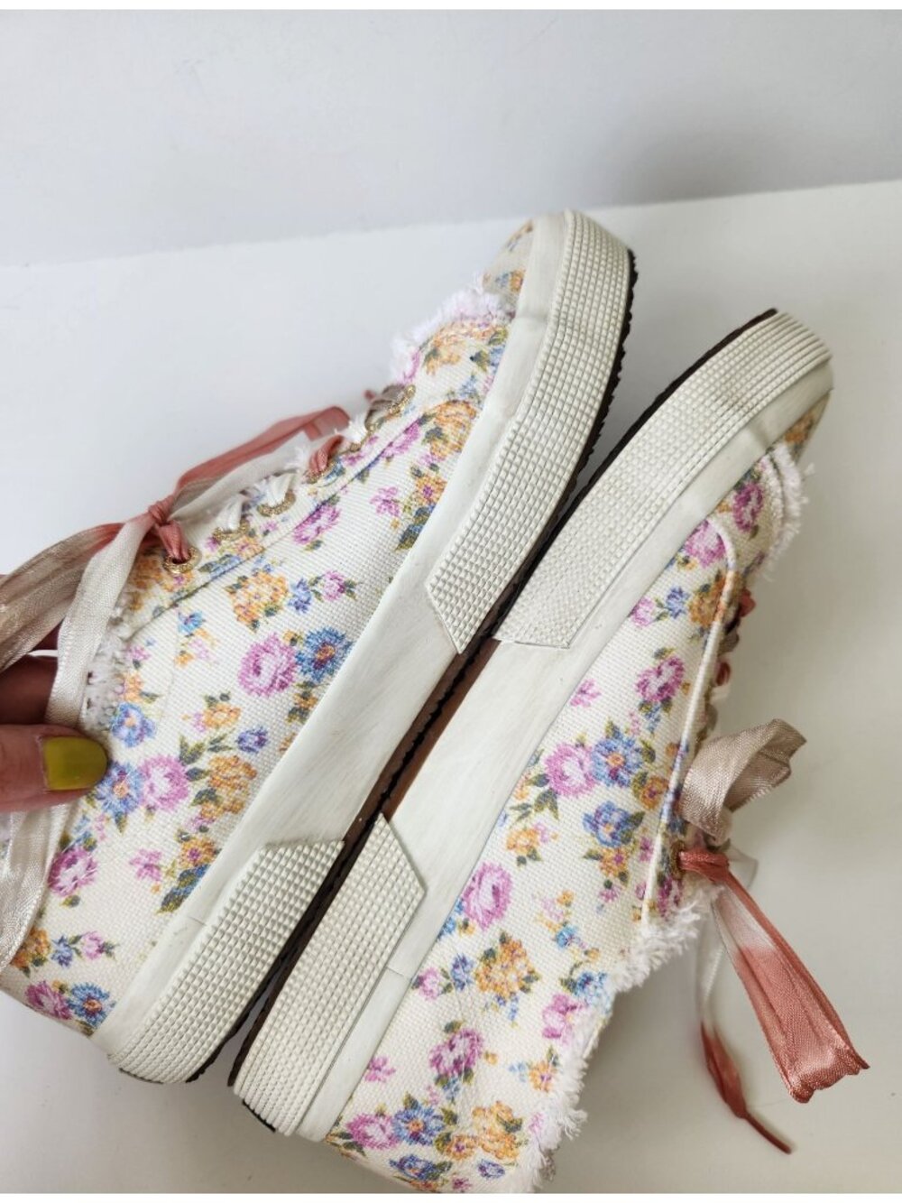 Superga x LoveShackFancy 2750 Flower Fringe Sneakers Coquette Romantic Whimsical - Picture 5 of 16